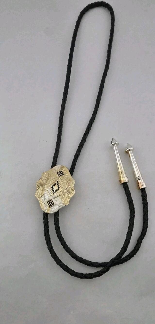 Montana Silversmiths Two-Tone Mosaic Gold & Silver Plated Southwestern Bolo Tie
